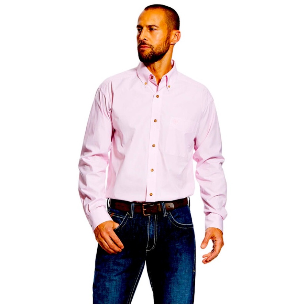 Ariat, Pro Series Dayne Pink Mini Stripe Long Sleeve Button Down Shirt |Size XXL
